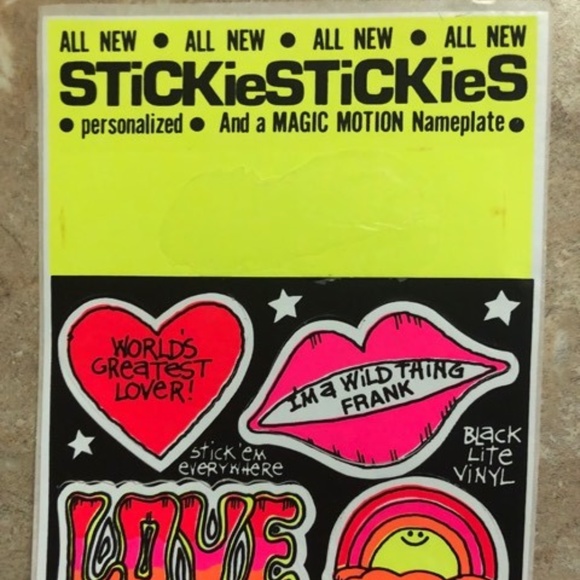 Vintage Black Light Vinyl Stickers Sheet 1960\'s Rare